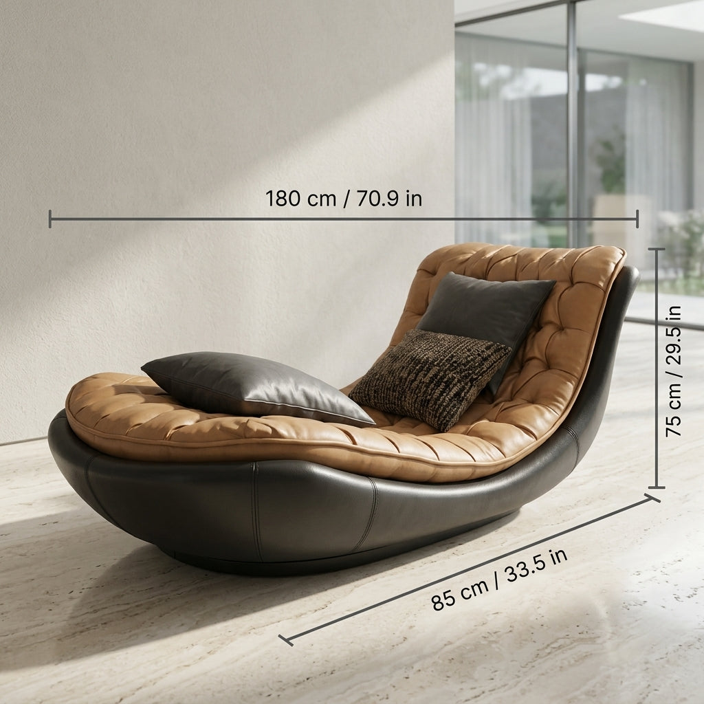 Gentle Arc Curved Leather Rocking Lounge Chair