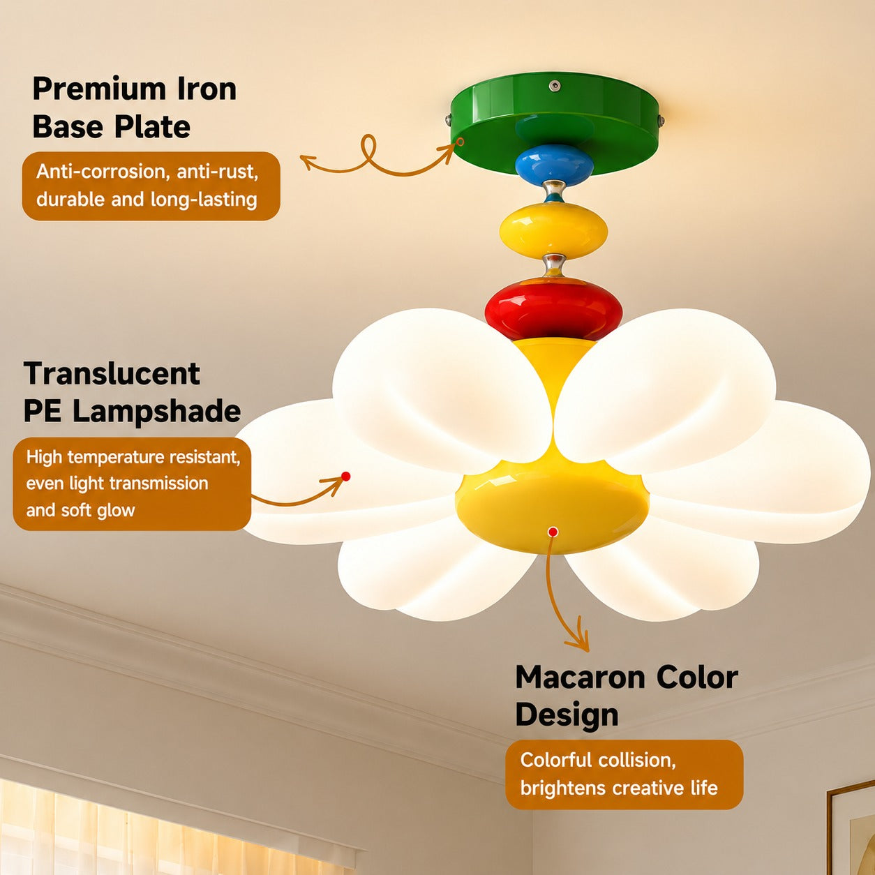 Daisy Chain Colorful Flower Kids Room Ceiling Light
