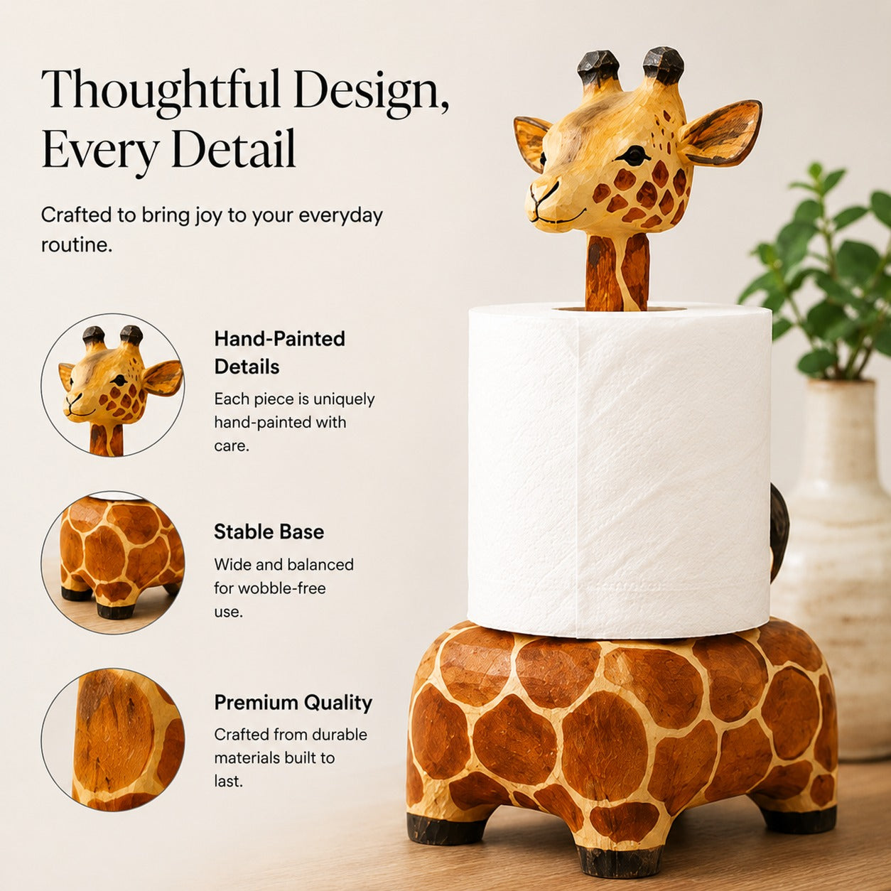 Happy Elephant Deer Toilet Paper Holder