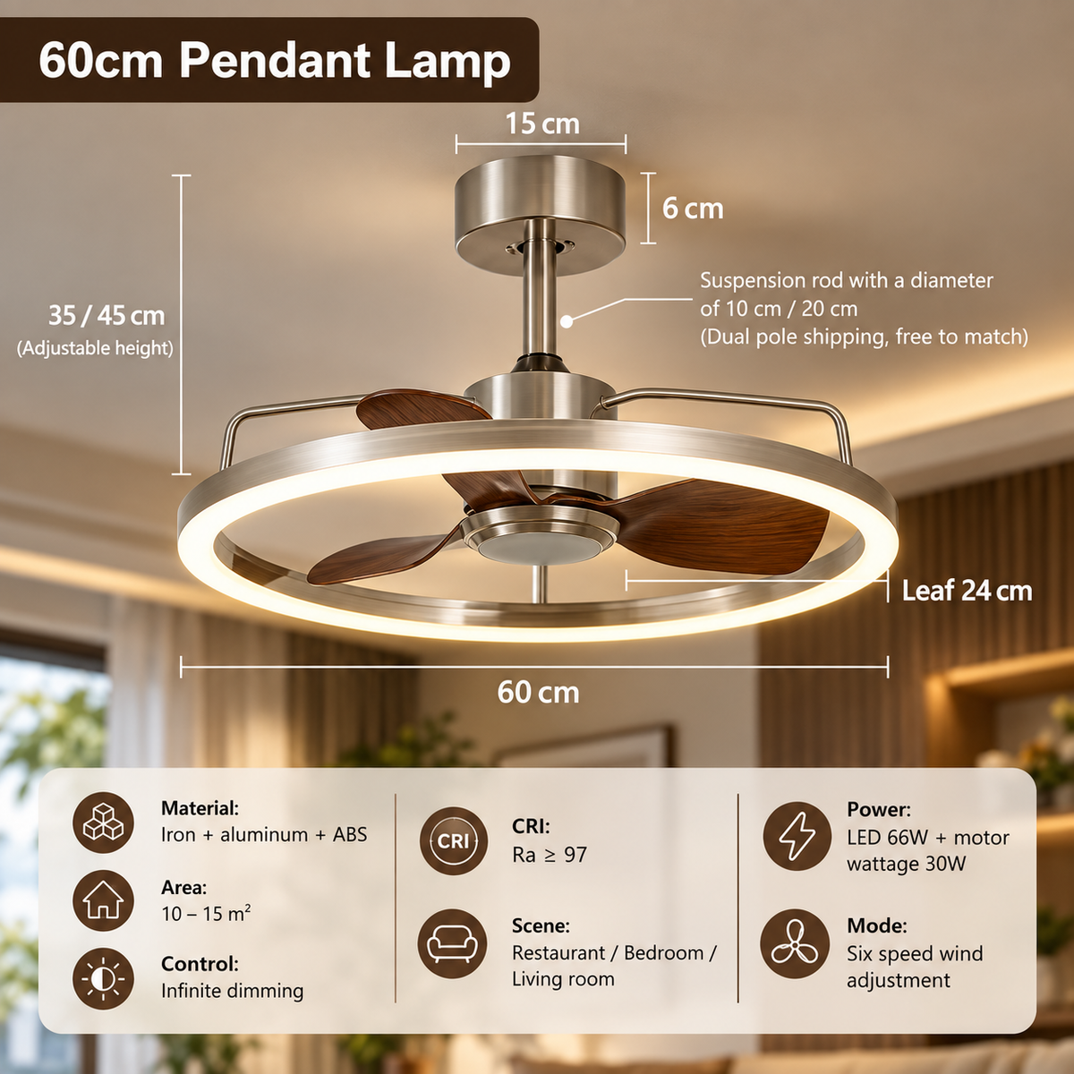 Ring Glow Retractable Blade Fan