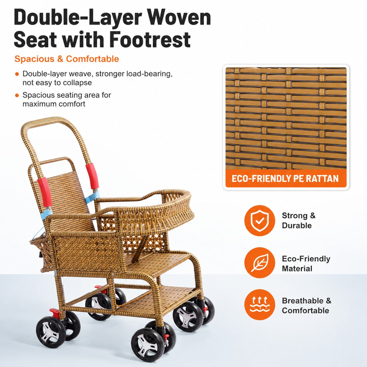 Bellaria Lightweight Vintage Rattan Summer Baby Stroller