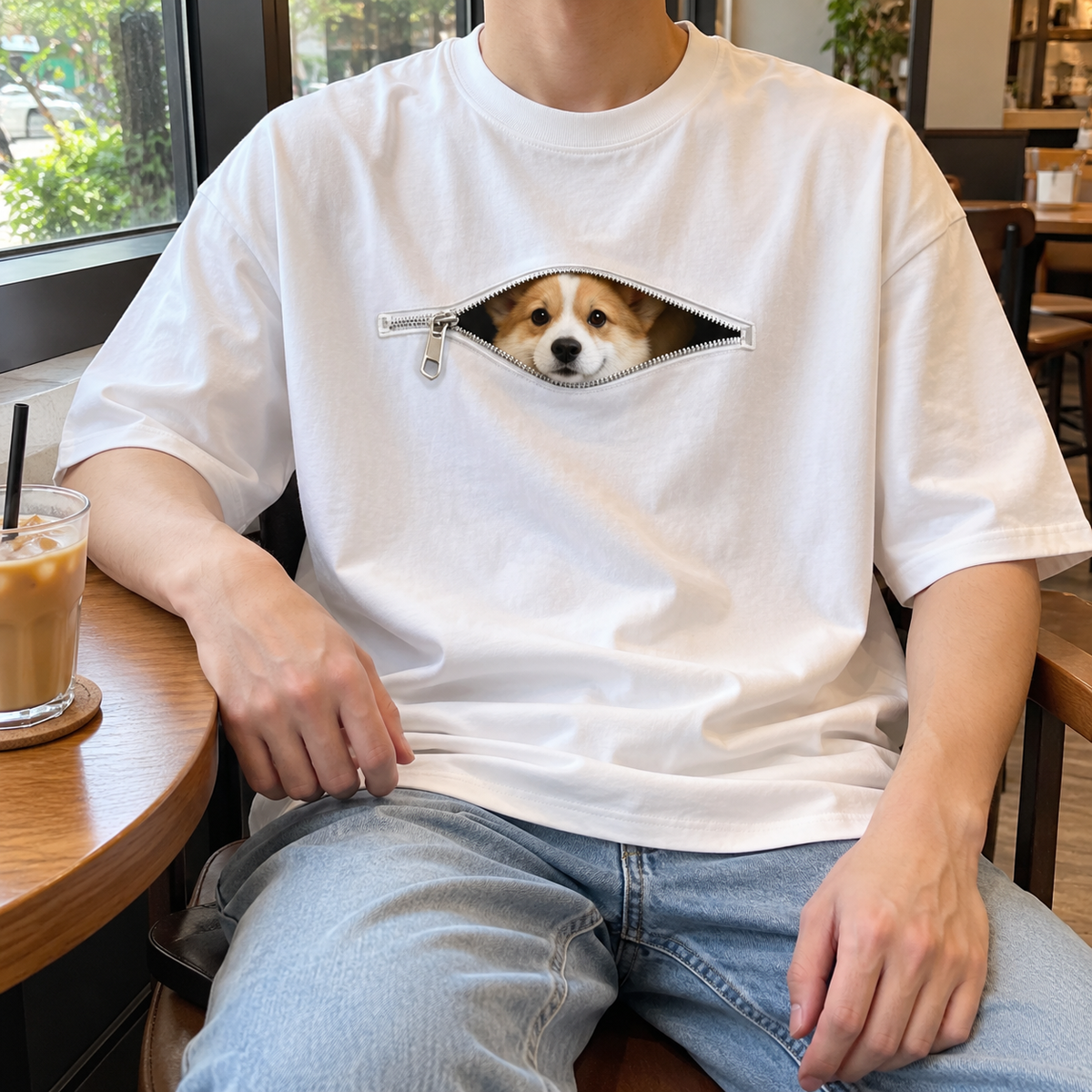 Hidden Puppy Zipper Sweatshirt