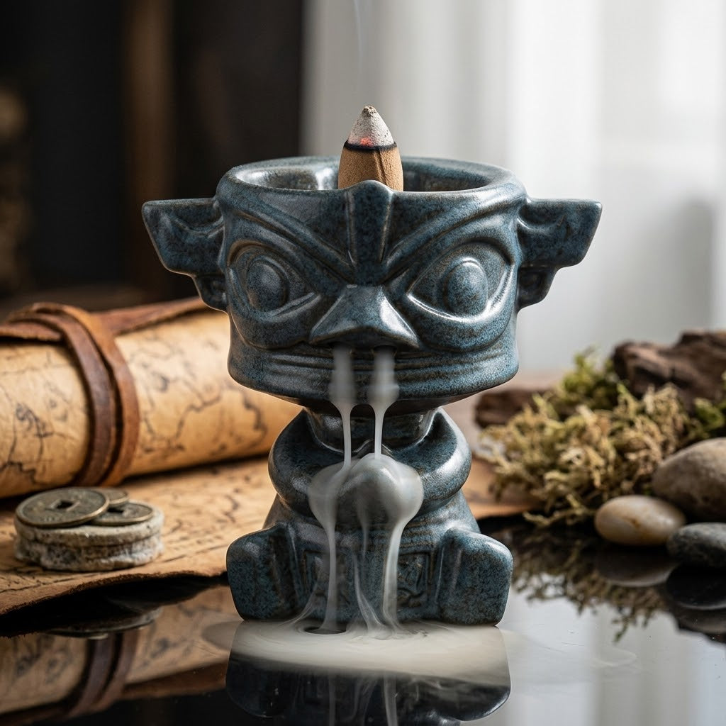 Ancient Mask Waterfall Incense Burner Holder