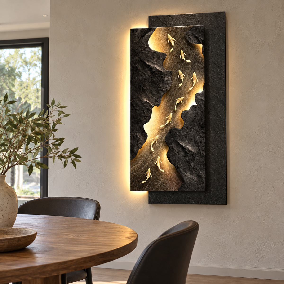 Fortune Fish Illuminated Wall Art Light