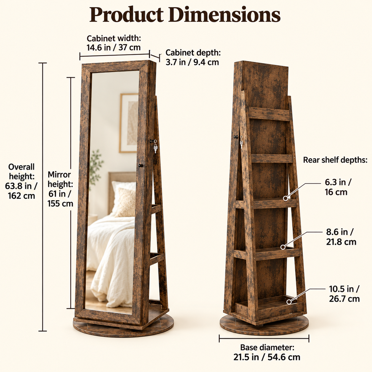 One Spin Away Full Length Jewelry Cabinet