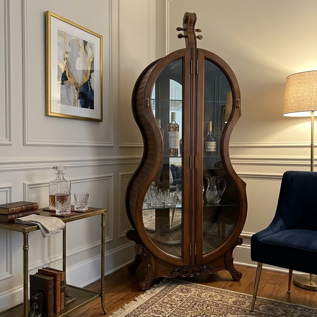 Violin Silhouette Curio Display Cabinet