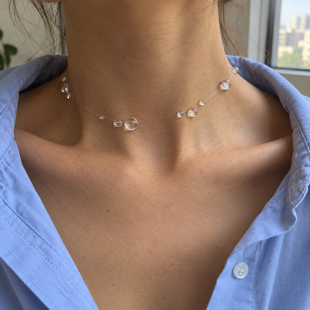 Melting Ice Floating Pendant Necklace