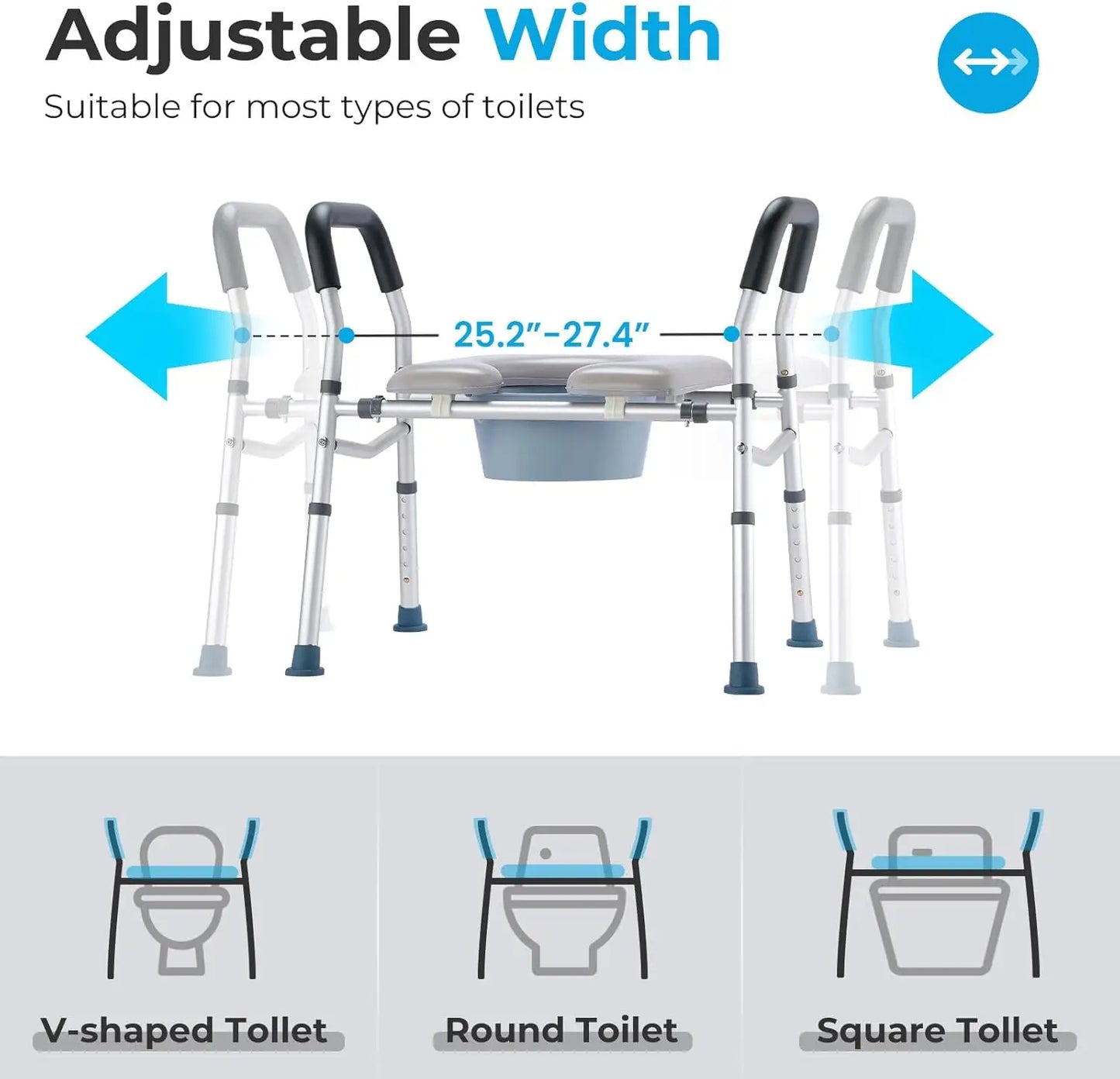 Elderly Friendly Adjustable Portable Toilet Seat