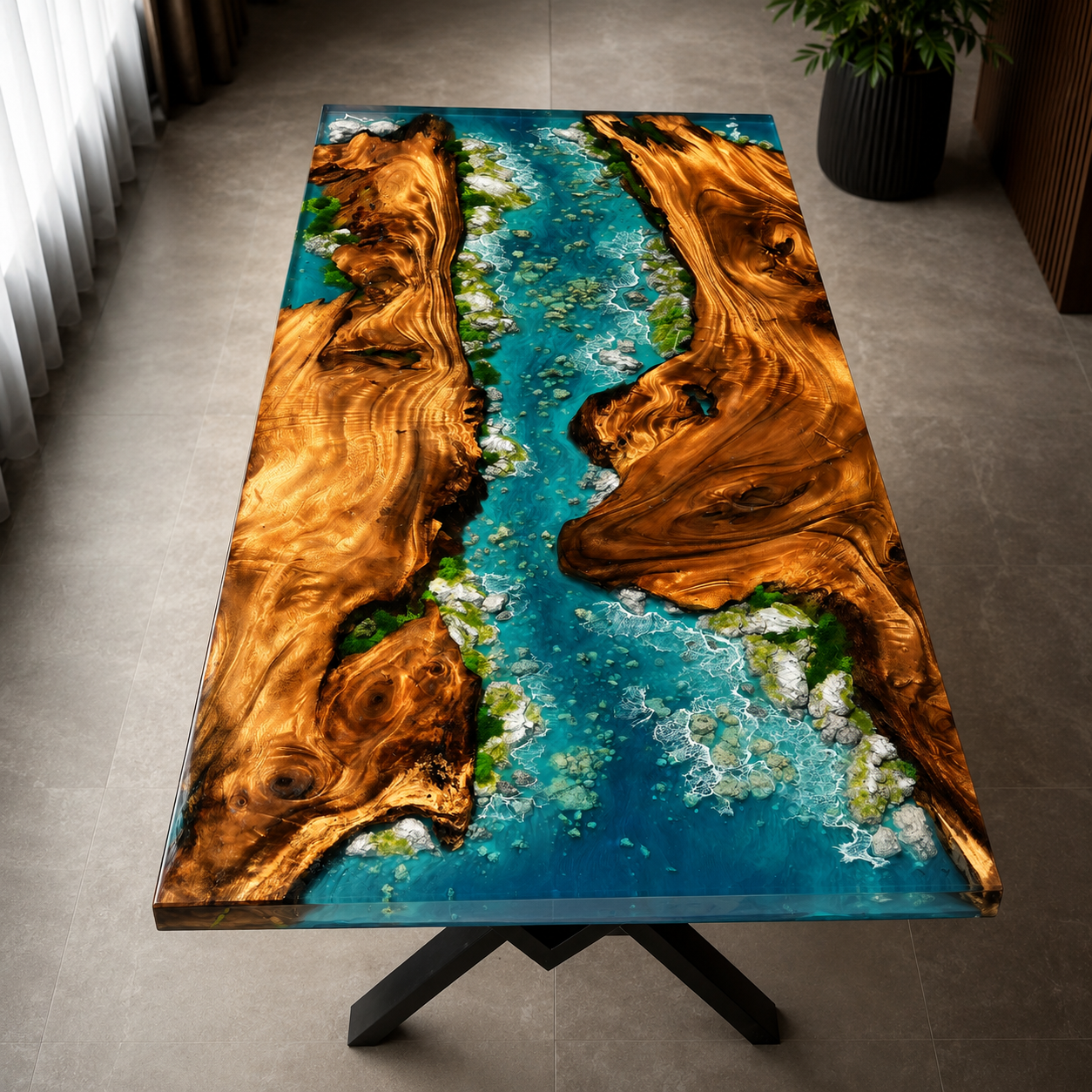 River Craft Handmade Wood Epoxy Artsy Table