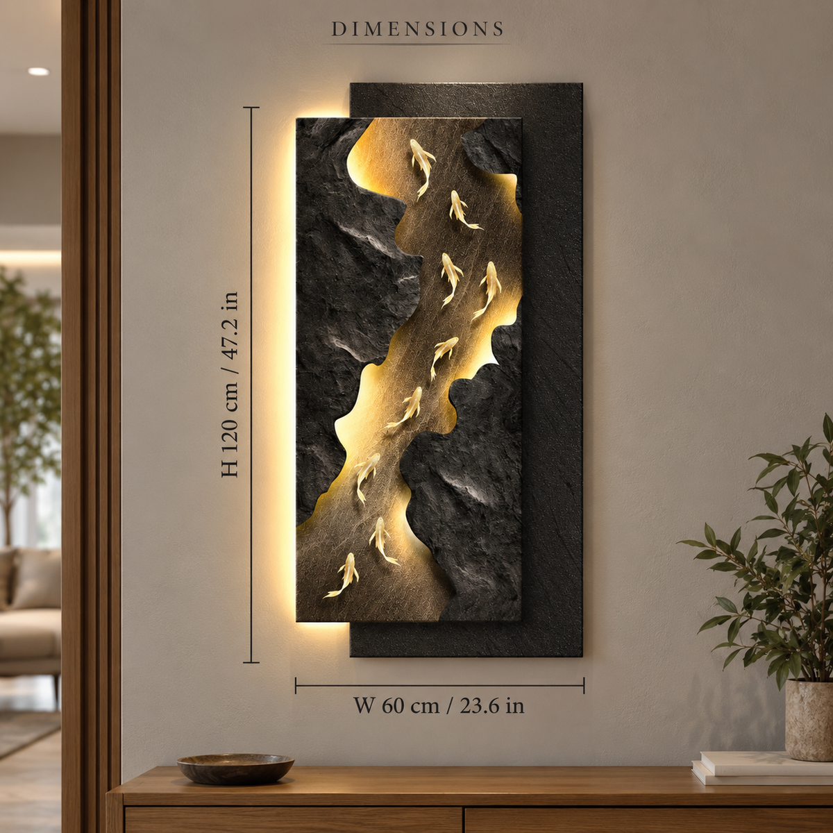Fortune Fish Illuminated Wall Art Light