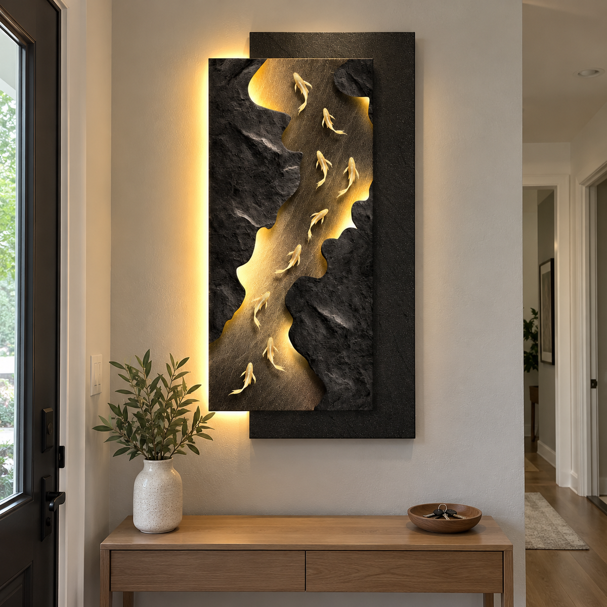 Fortune Fish Illuminated Wall Art Light