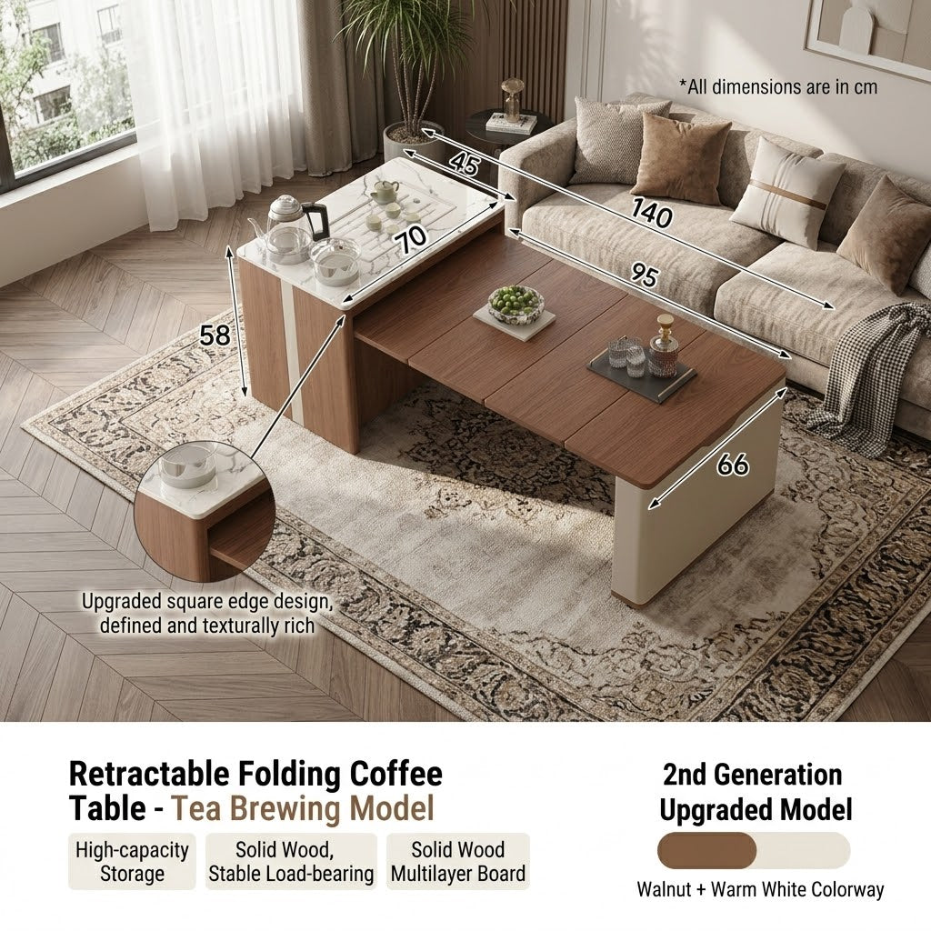 Japanese Minimalist Hidden Storage Coffee Table