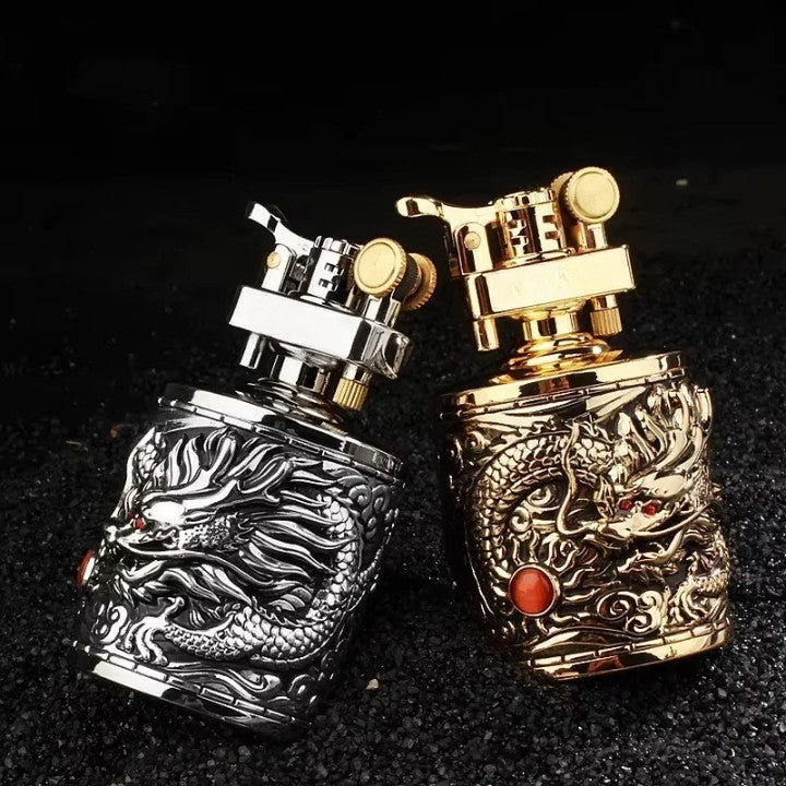 Vintage Dragon Carved Metallic Lighter