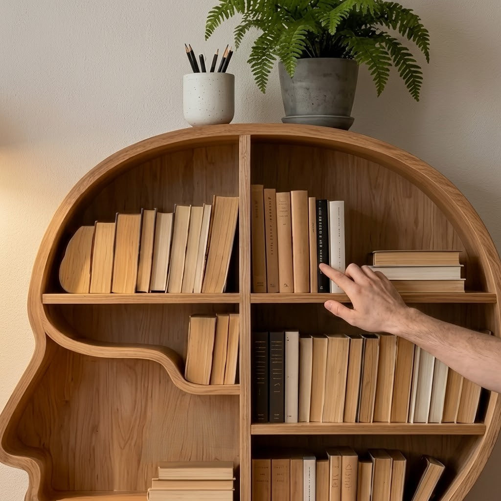 Mindshelf Face Silhouette Decorative Wooden Bookcase Shelf