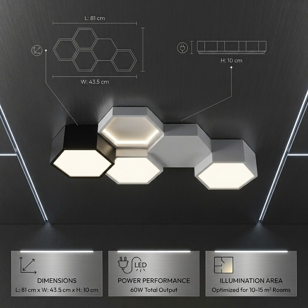 Six Points Modern Hexagon LED Ceiling Panel Light