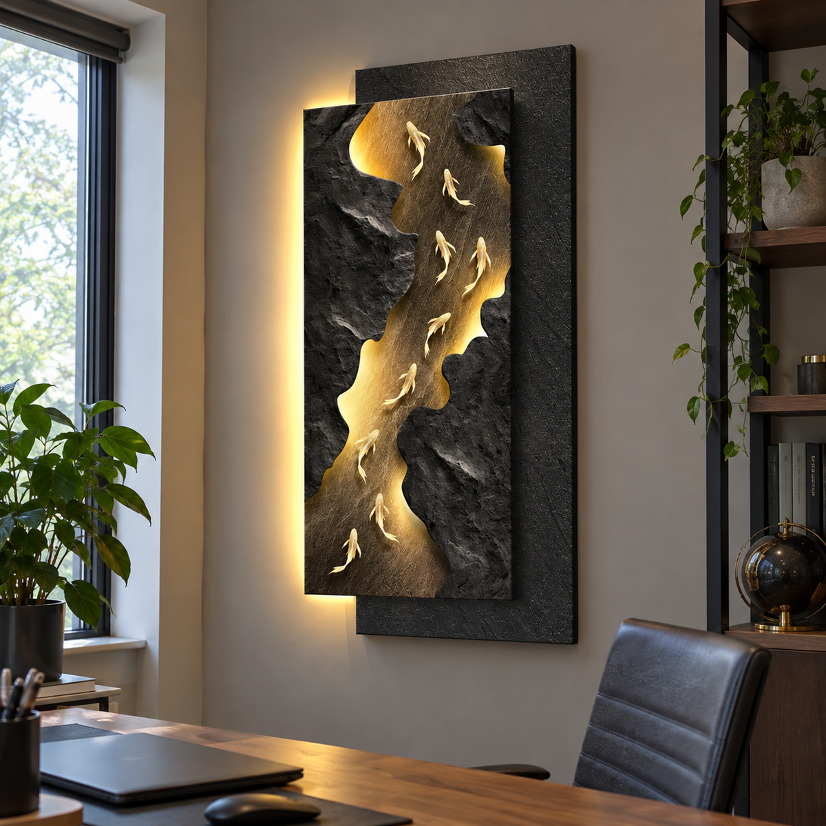 Fortune Fish Illuminated Wall Art Light