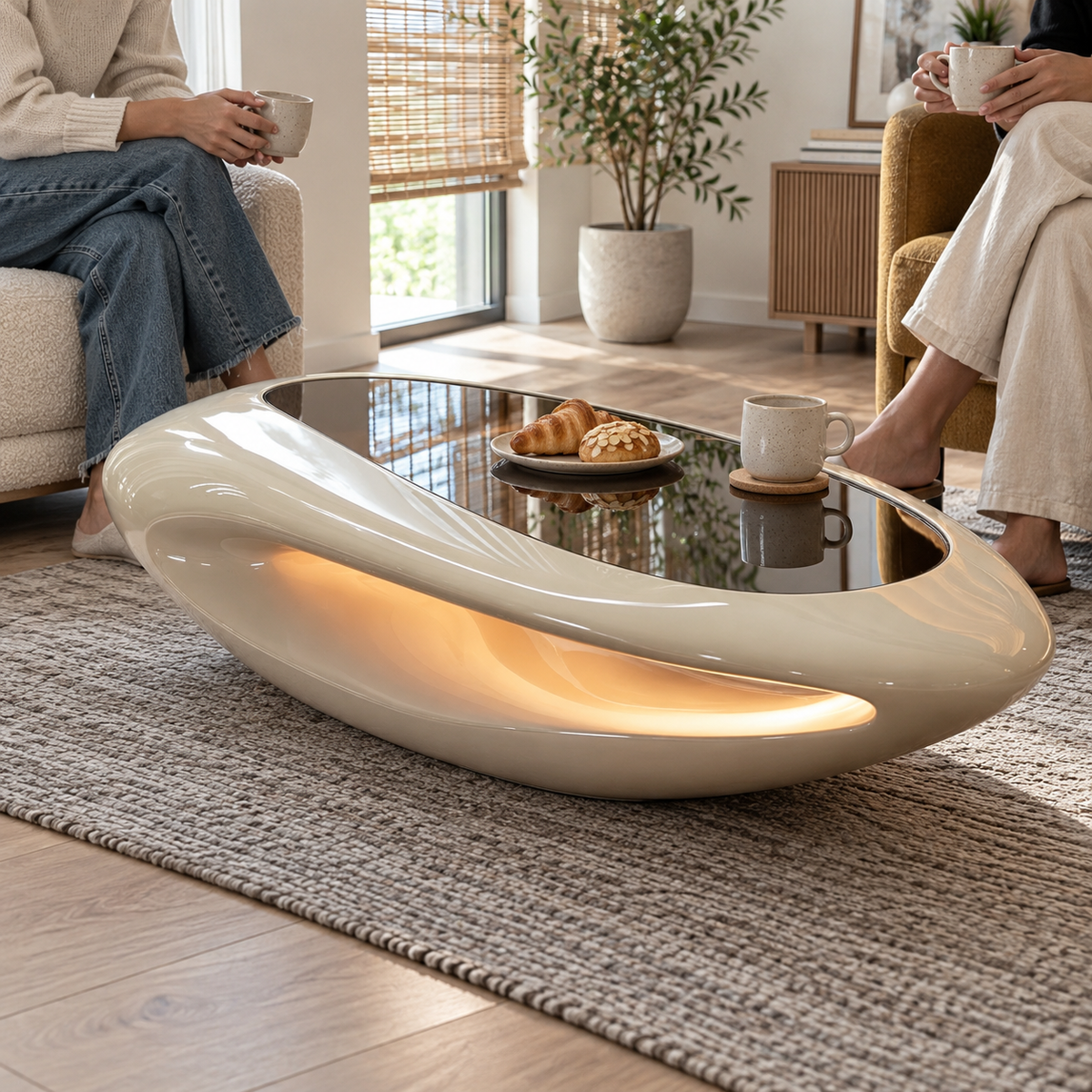 Eclipse Oval Glass Coffee Table