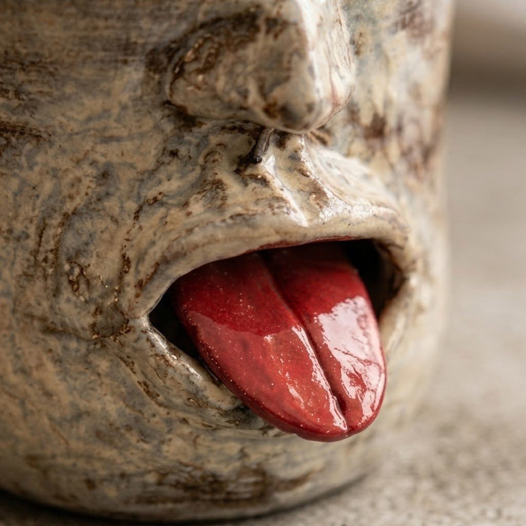 Tongue-Out Face Handmade Ceramic Mug