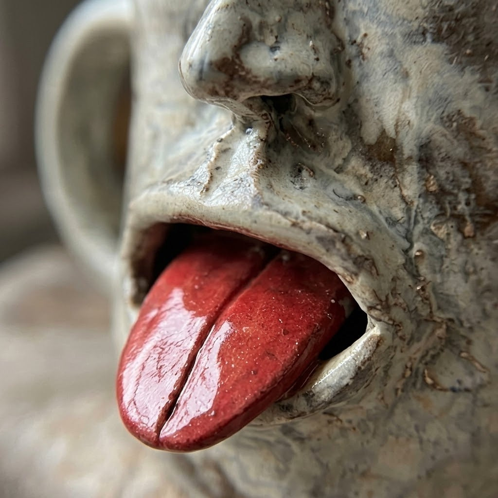Tongue-Out Face Handmade Ceramic Mug