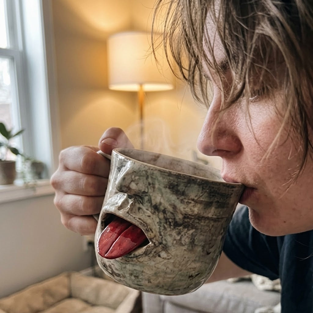 Tongue-Out Face Handmade Ceramic Mug
