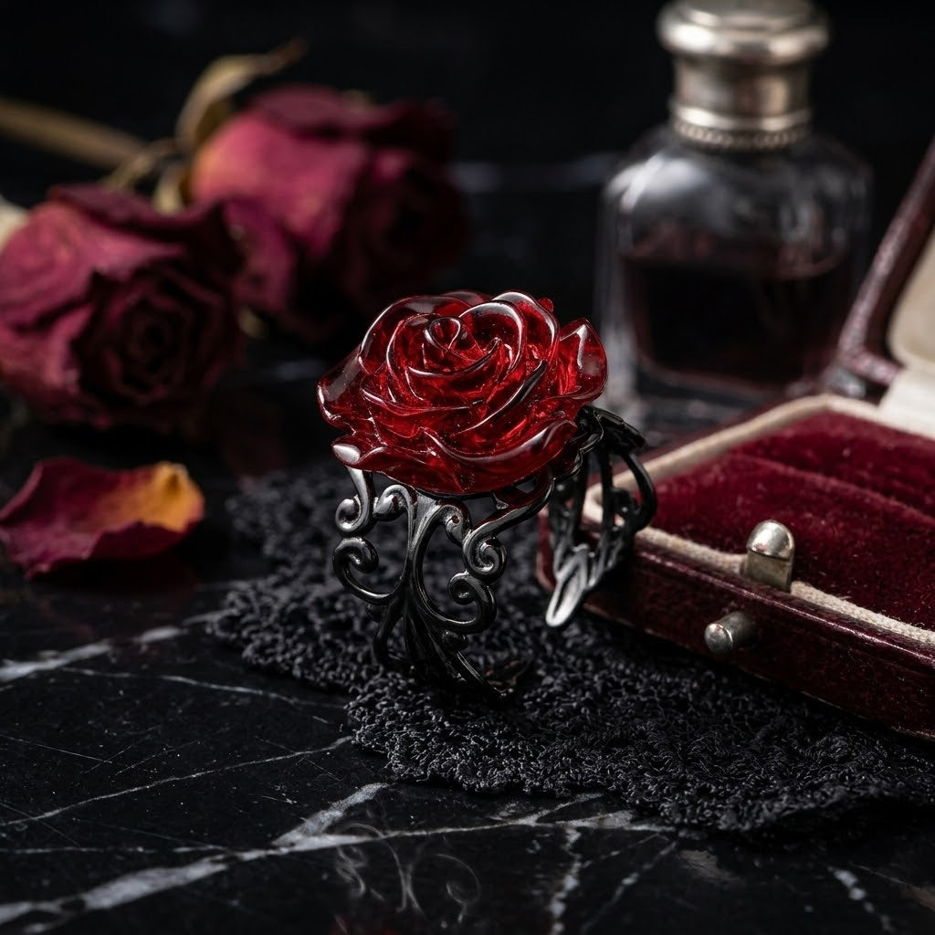 Gothic Dark Rose Ring