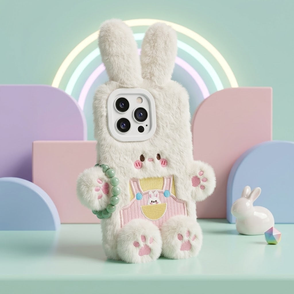 3D Cartoon Fluffy Bunny Cute iPhone Case