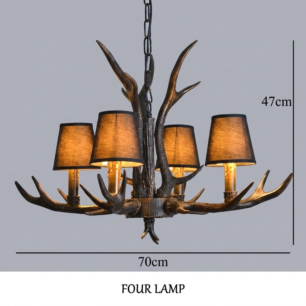 Rustic Antler Black Shade Ceiling Chandelier