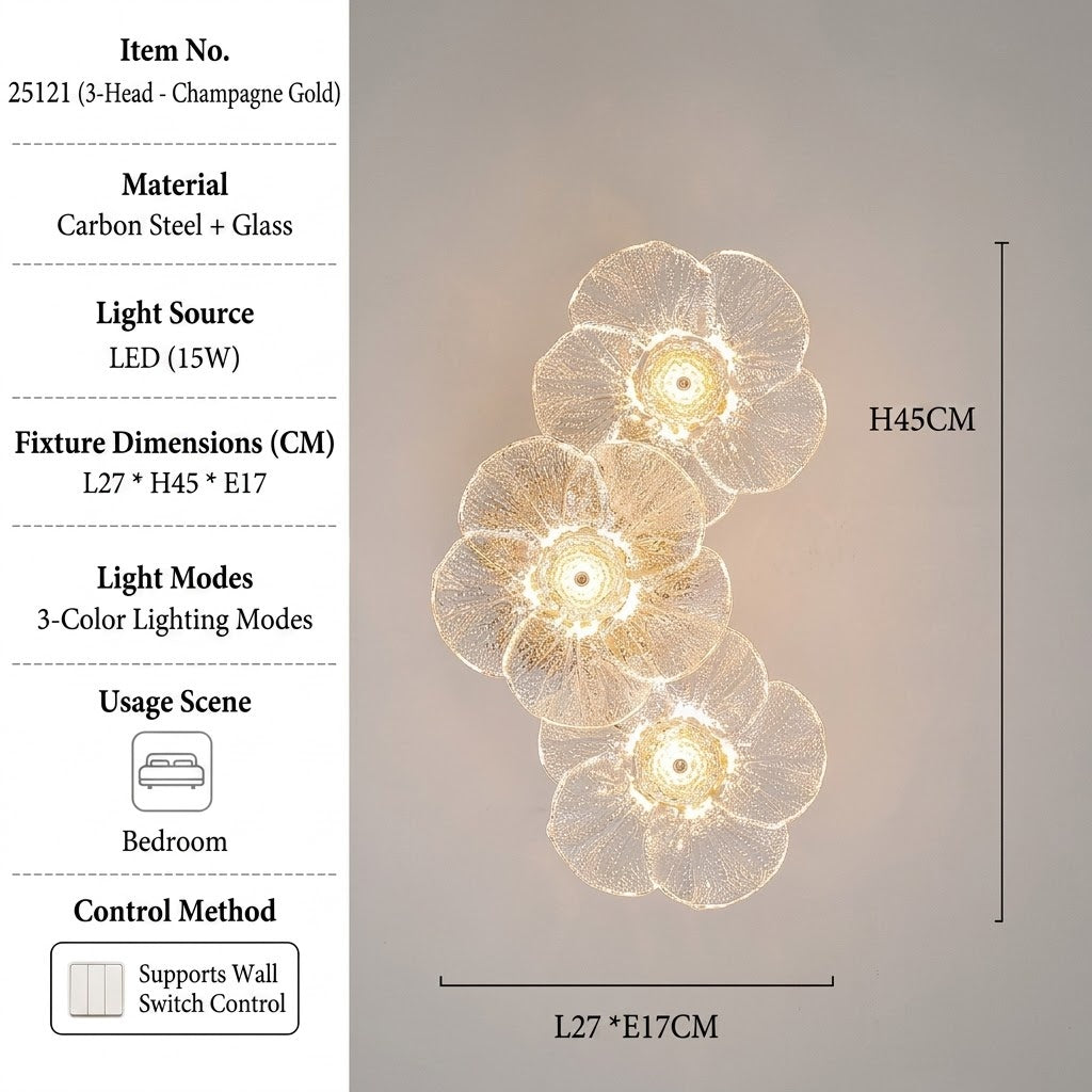 Fiorella Textured Glass Flower Wall Sconce Lamp
