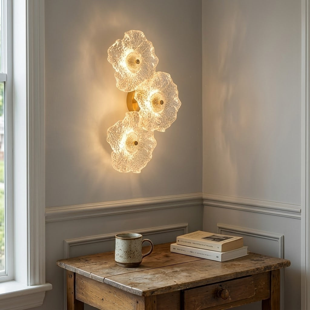 Fiorella Textured Glass Flower Wall Sconce Lamp