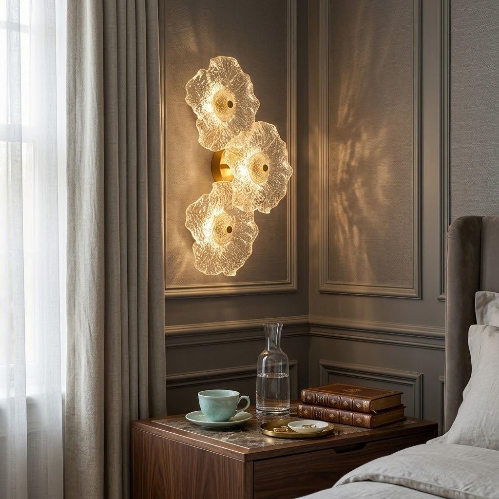Fiorella Textured Glass Flower Wall Sconce Lamp