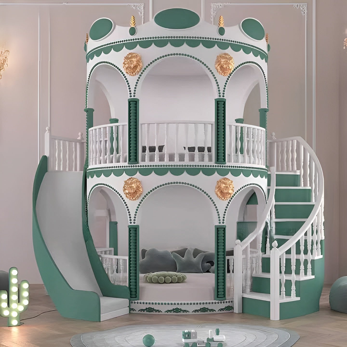 Dream Castle Majestic Slide Kids Bunk Bed