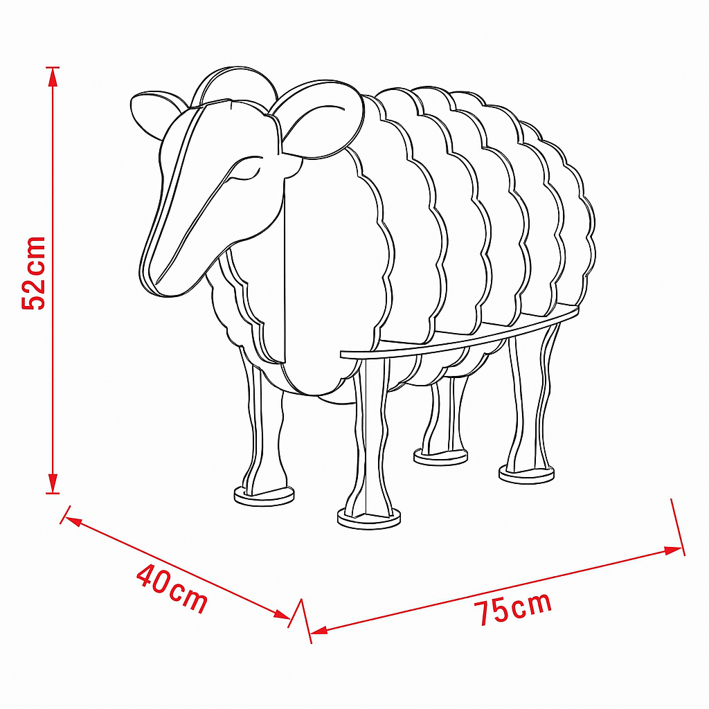 Creative Decorative Sheep Shaped BookCase