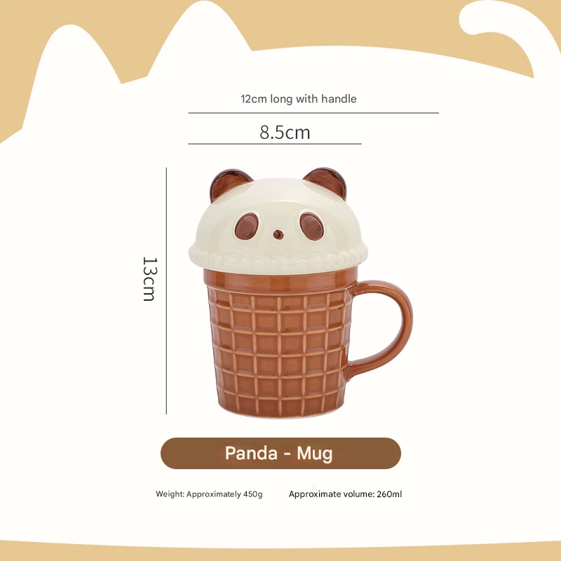 Cartoon Ice Cream Animal Ceramic Mug