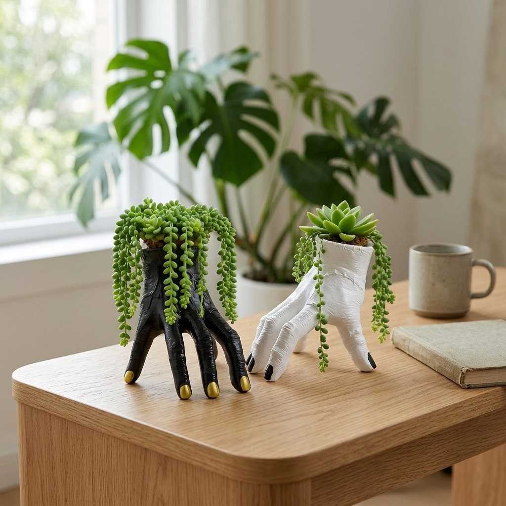 Nightcrawl Gothic Hand Ceramic Planter Pot