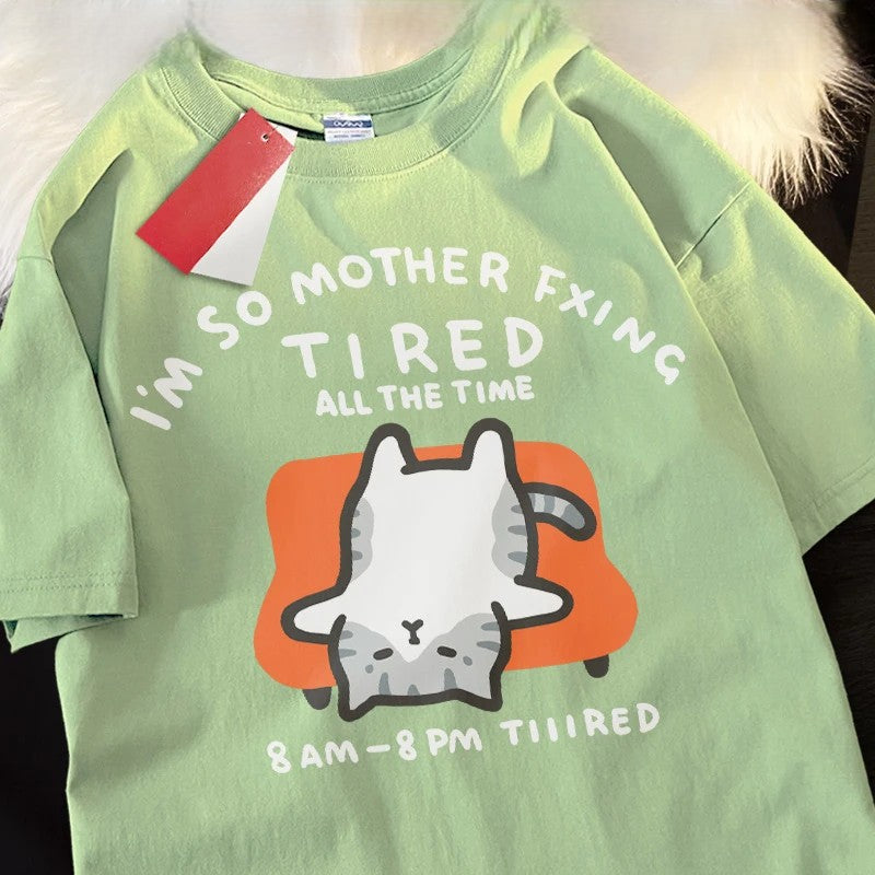 Tired Cat Humor T-Shirt