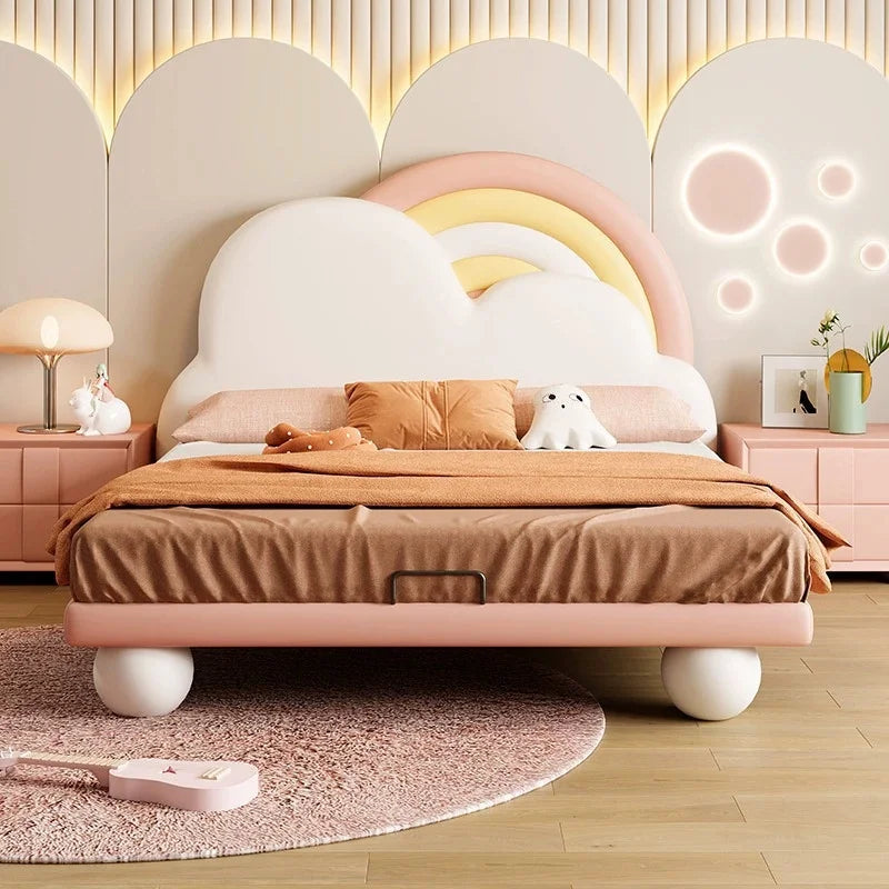 Sky Cloud Glow Soft Frame Rainbow Kids Bed