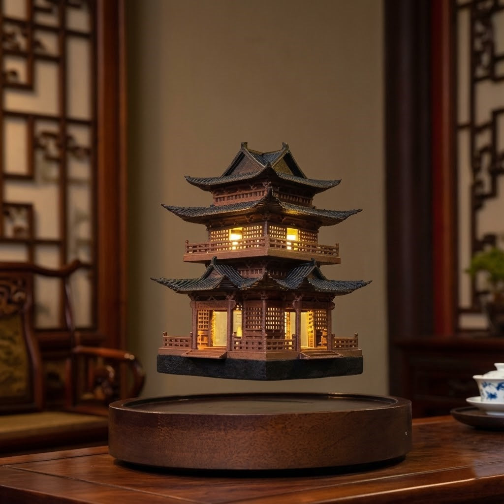 Levitating Pagoda Architectural Desk Decor