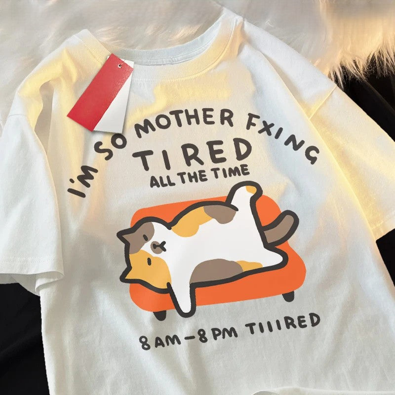 Tired Cat Humor T-Shirt