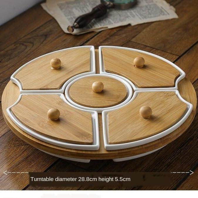 Five Grid Rotating Ceramic Breakfast Platter - MaviGadget