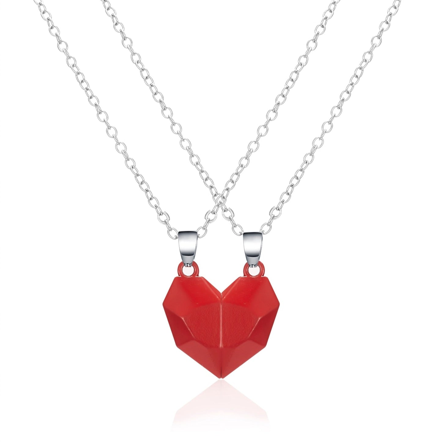 Magnetic Abstract Heart Couple's Necklace