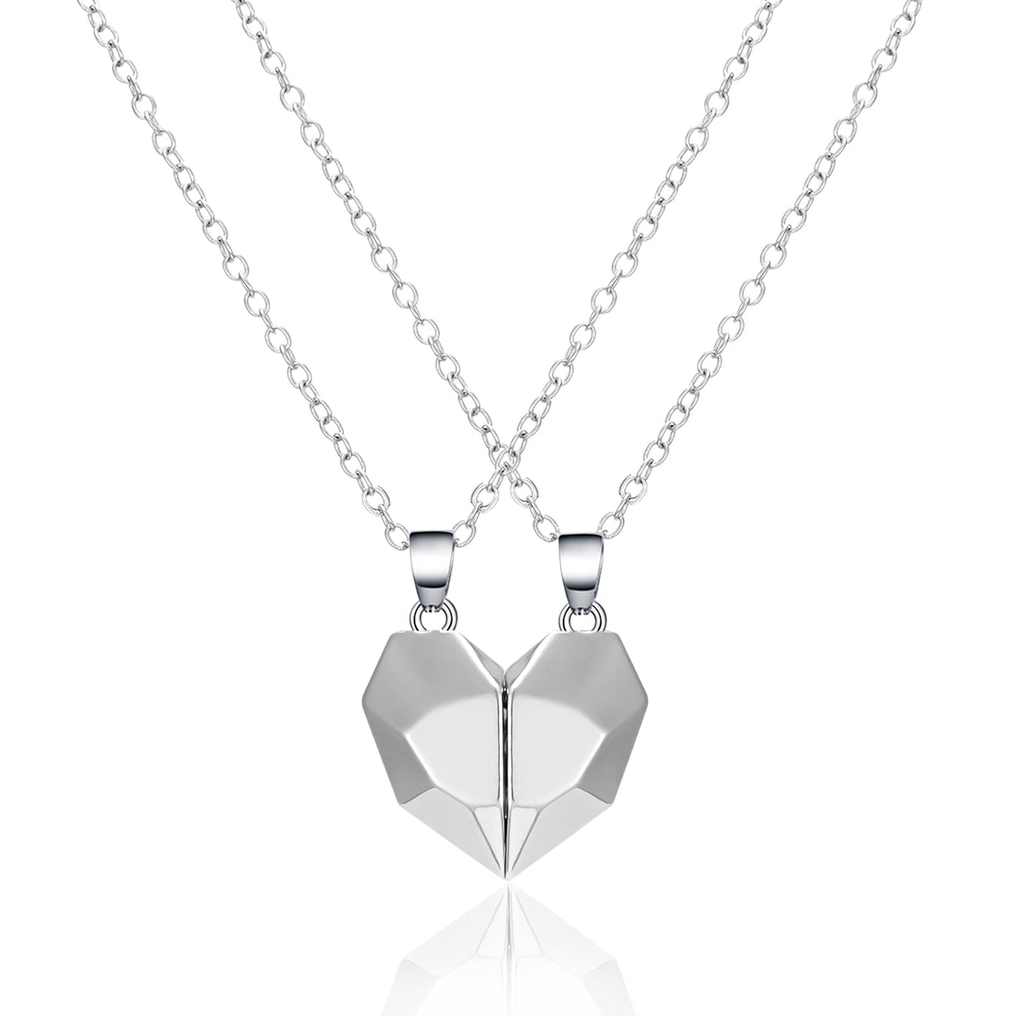 Magnetic Abstract Heart Couple's Necklace