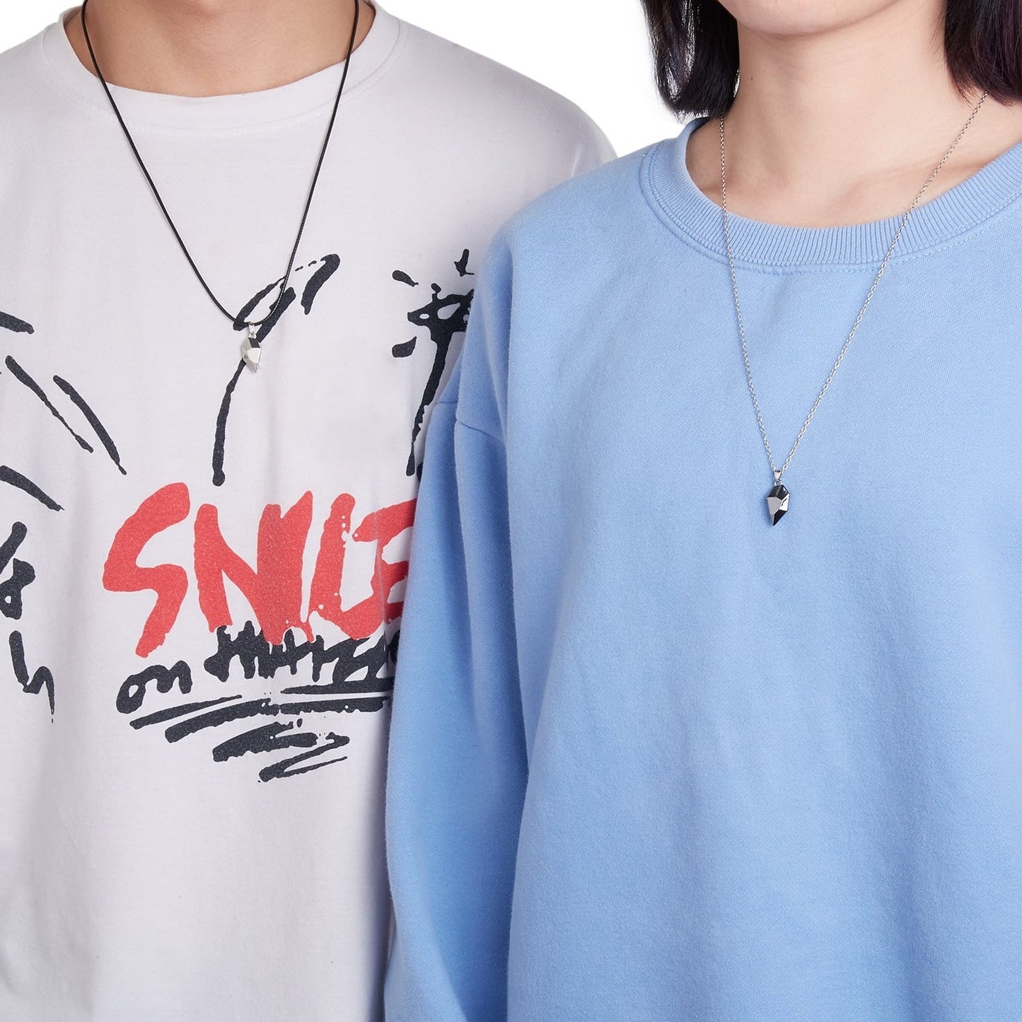 Magnetic Abstract Heart Couple's Necklace