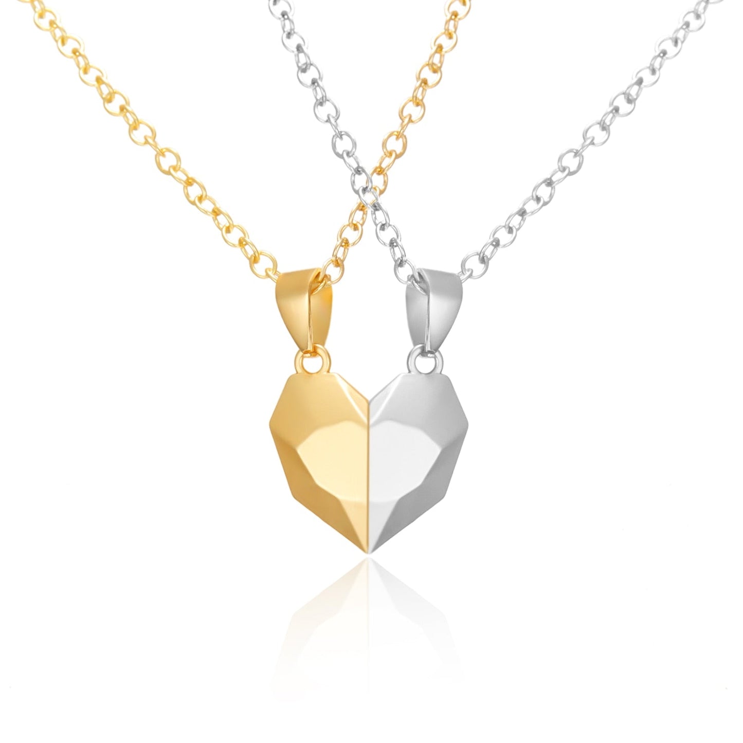 Magnetic Abstract Heart Couple's Necklace