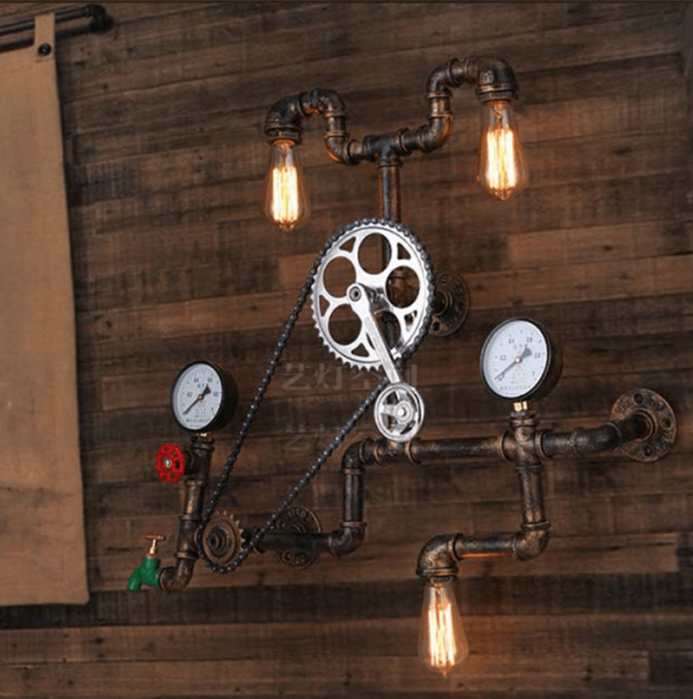 Vintage Gear Wall Light Fixtures Industrial Lighting - MaviGadget