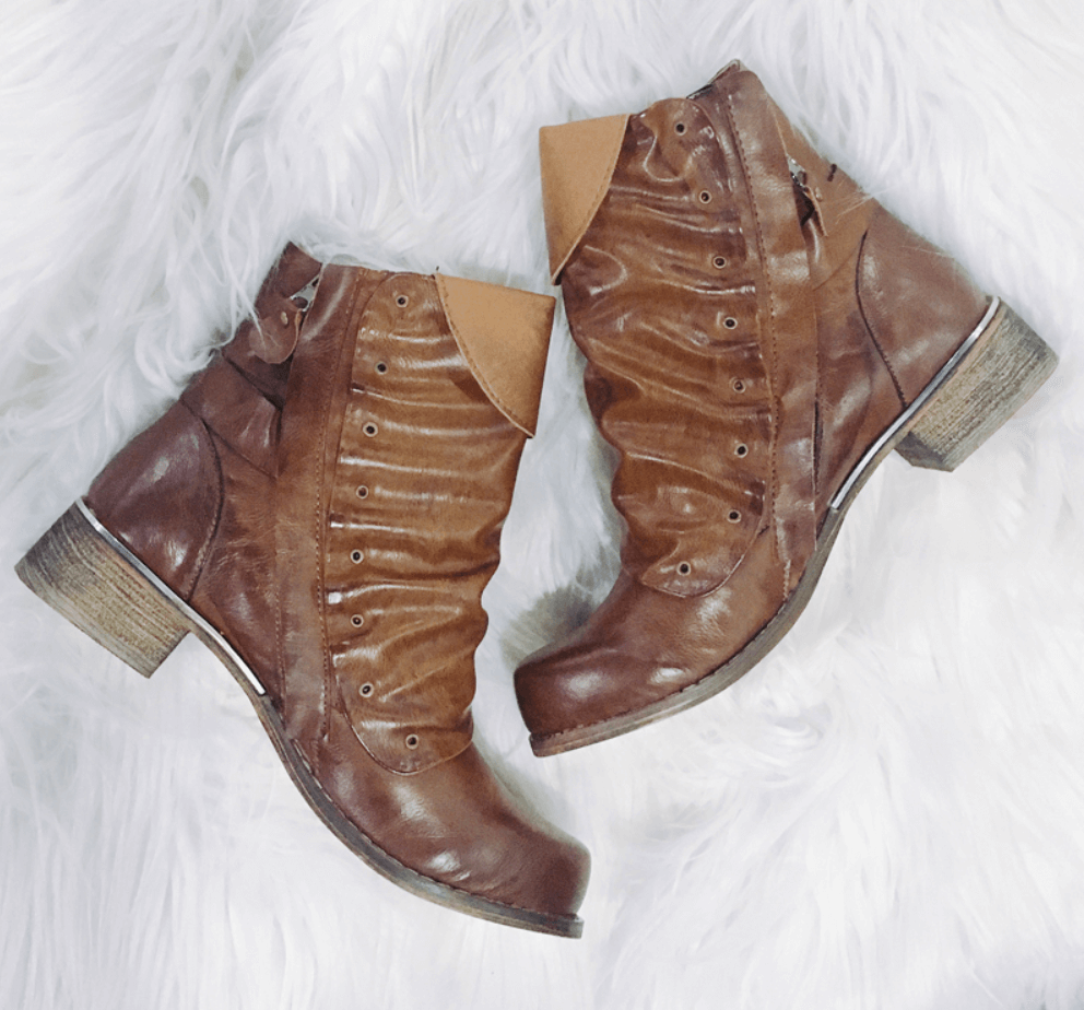 Leather Flat Ankle Winter Boots - MaviGadget