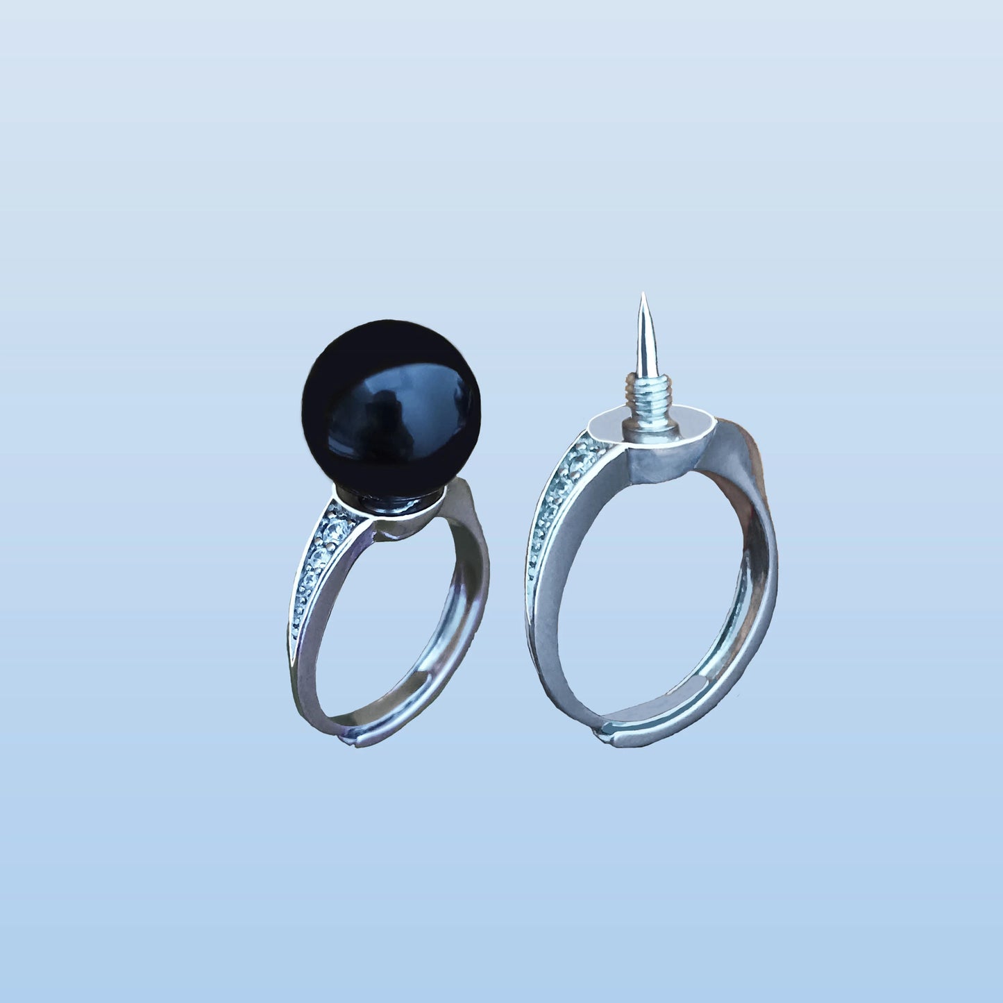 Mysterious Black Pearl Hidden Knife Ring