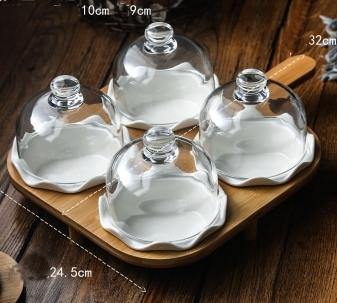 Ceramic Glass Lid Snack Plate - MaviGadget