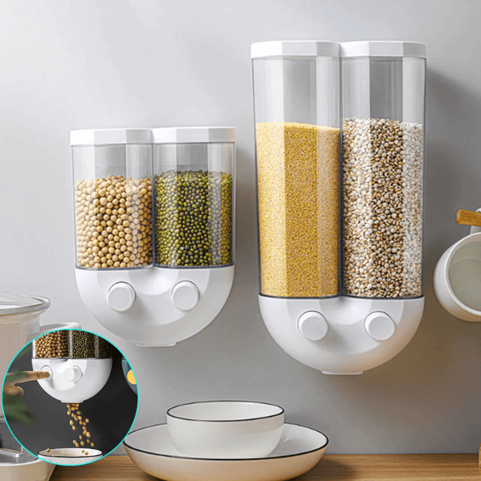 Wall-Mounted Automatic Kitchen Grain Rice Storage Tank - MaviGadget