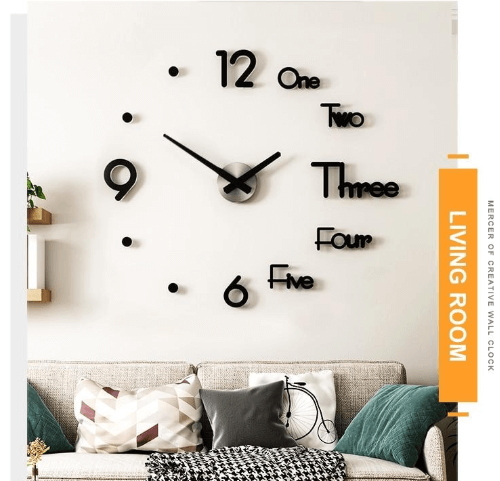 3D Large DIY Modern Number Wall Clock - MaviGadget