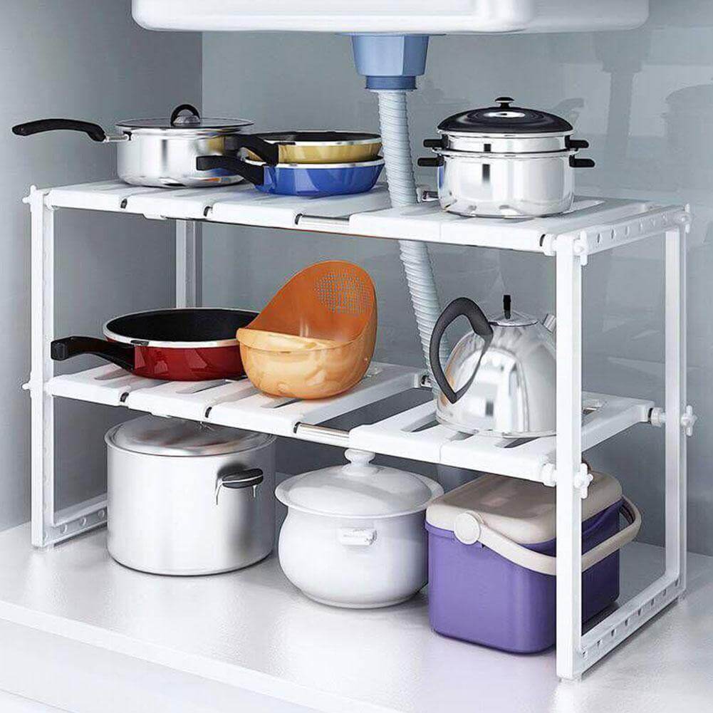 Adjustable Double Layer Kitchen Dish Storage Rack - MaviGadget
